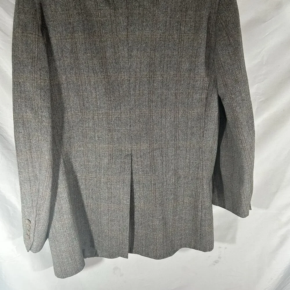 Chaps Ralph Lauren Gray Herringbone Windowpane Wool‎ Blazer Sport Coat Men